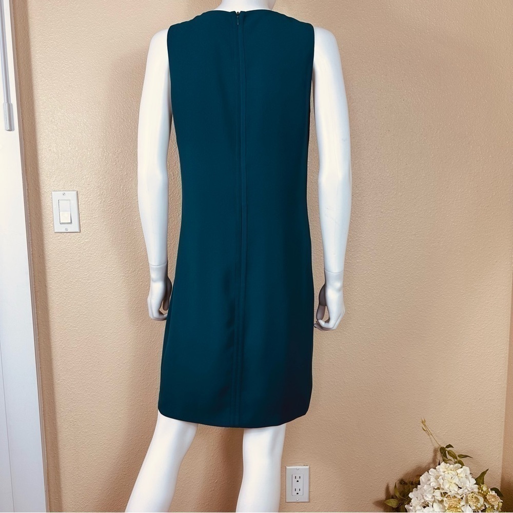 Vince Dress 8 Teal Classic Crepe Shift  Pockets Sleeveless Lined - Picture 4 of 13